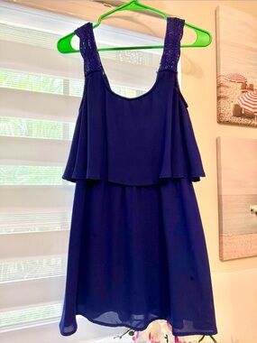 Tobi Navy cobalt blue Layered Sleeveless Party Dress